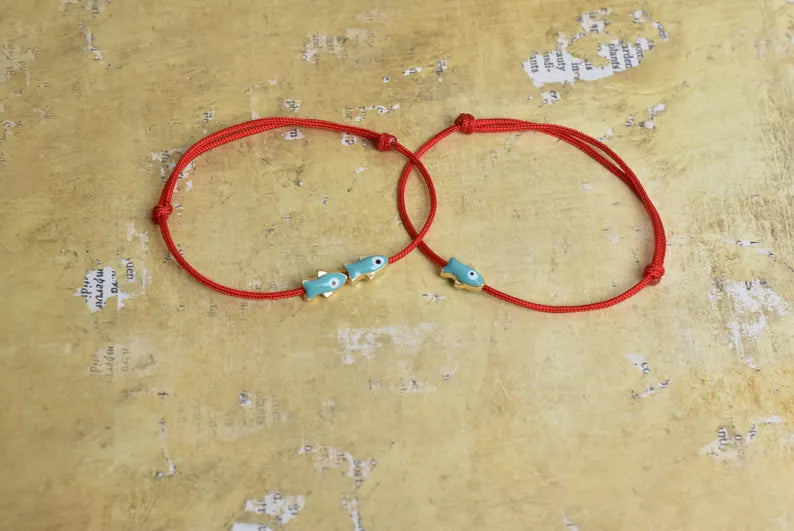 adjustable cord bracelet floating twin fish - Spiritual gift