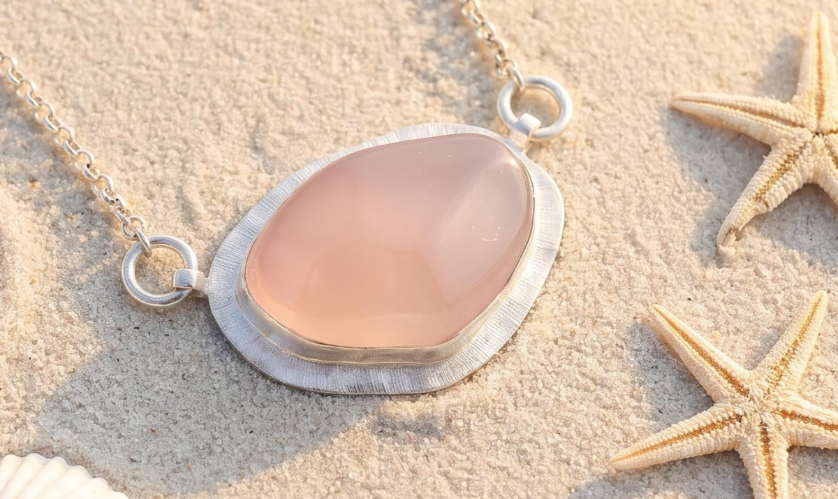 Rare Alashan Pink Agate Pendant Necklace in 999Sterling Silver - Natural Inner Mongolia Gemstone Charm