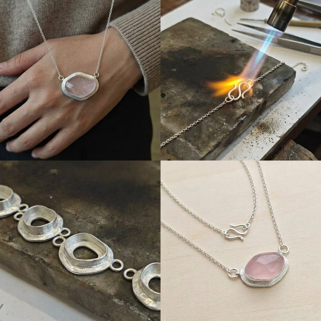 Rare Alashan Pink Agate Pendant Necklace in 999Sterling Silver - Natural Inner Mongolia Gemstone Charm