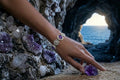 Handmade Sterling Silver Natural Amethyst Bracelet - Purple Gemstone Bezel Set Jewelry