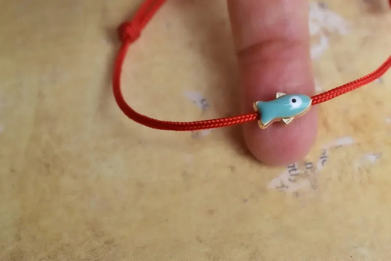 adjustable cord bracelet floating twin fish - Spiritual gift